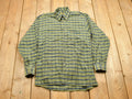 Vintage 1990s Green Plaid Flannel Button Up Shirt