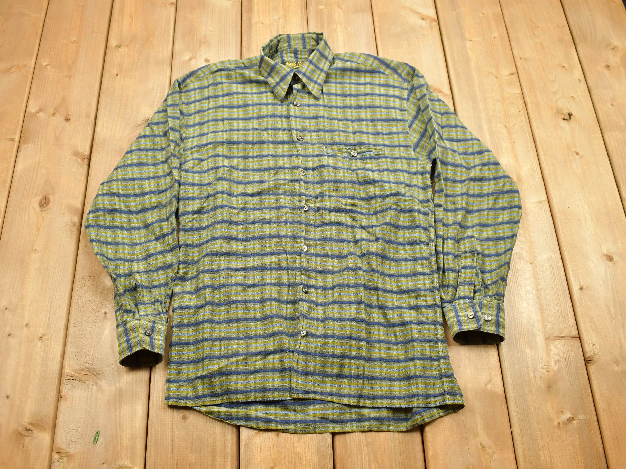 Vintage 1990s Green Plaid Flannel Button Up Shirt