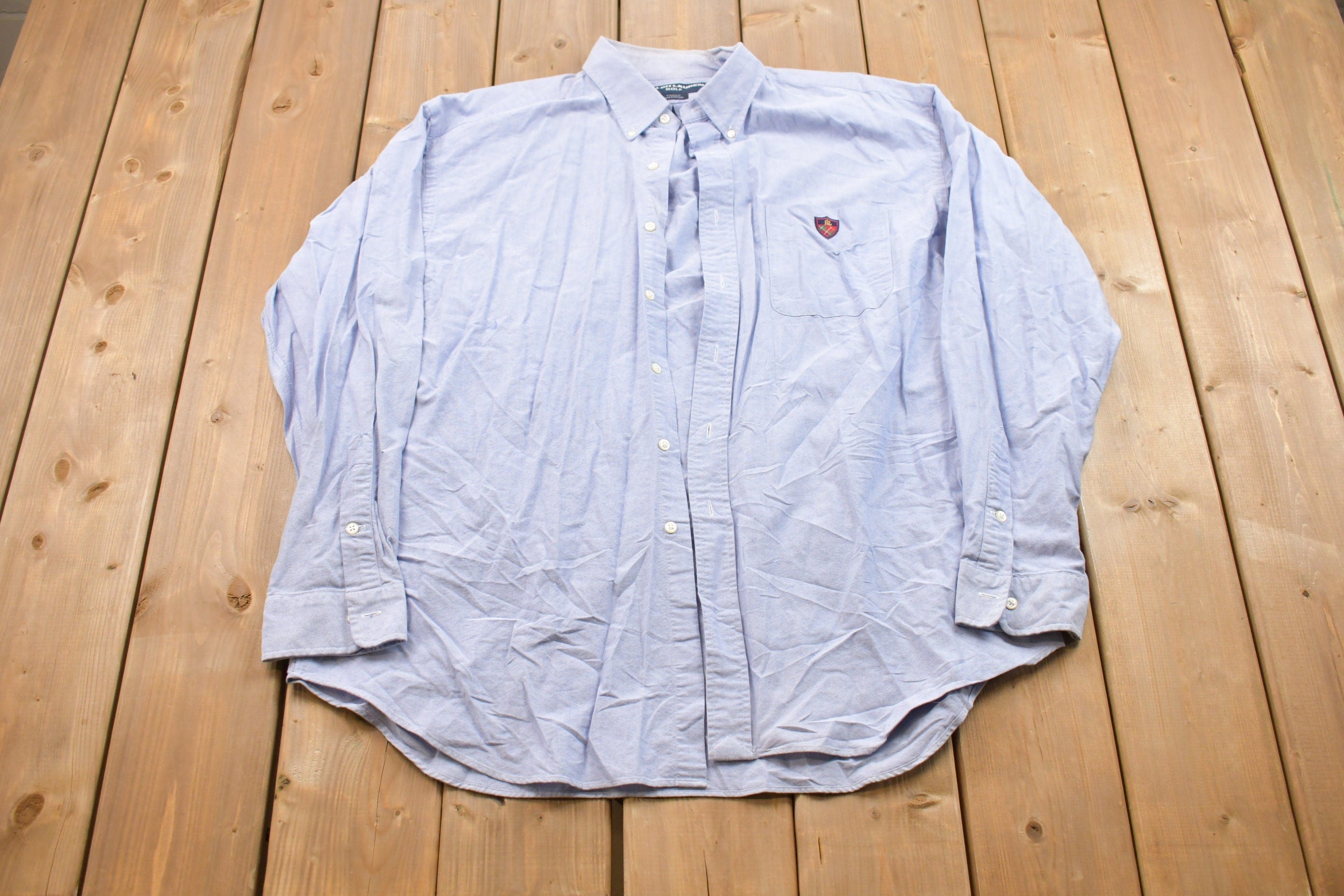 Vintage 1990s Ralph Lauren Golf Light Denim Button Up Shirt