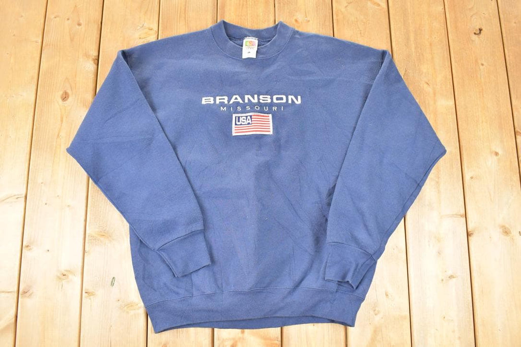 Vintage 1990s Branson Missouri American Flag Crewneck Sweatshirt Men's L