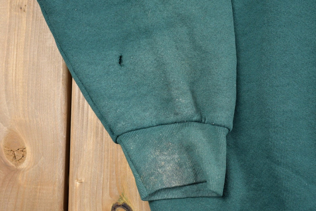 Vintage 1980s Fruit Of The Loom Blank Green Raglan Crewneck Sweatshirt