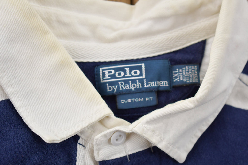 Vintage 1990s Polo Ralph Lauren Yellow Horse Stripped Embroidered Rugby Sweatshirt