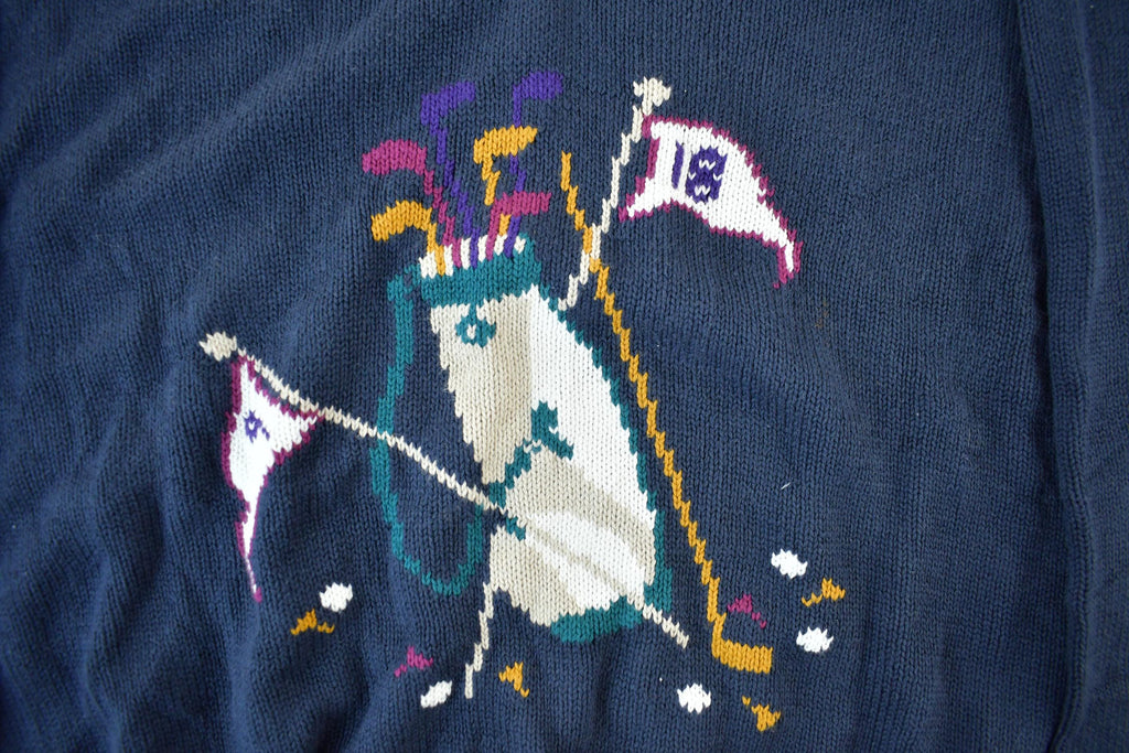 Vintage 1990s Golf Embroidered Golf Knitted Sweater Men's XL / Vintage 90s V Neck / Cricket Sweater / Outdoor / Sweatshirt / Sansaball Sport