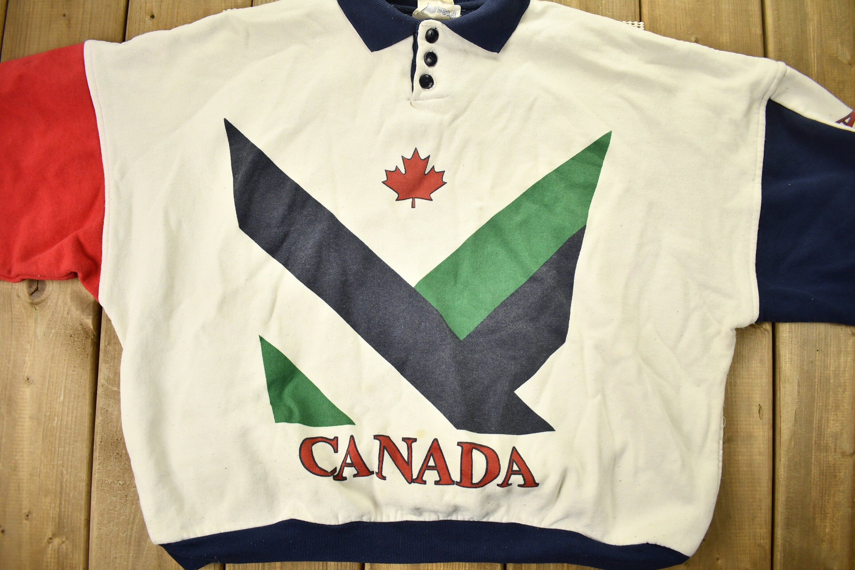 Vintage 1990 Auckland Canada Color Block Sweatshirt
