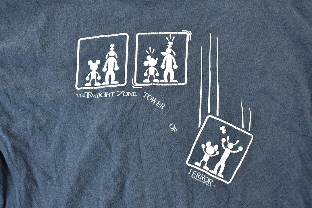 Vintage 1990s Disney The Twilight Zone Tower Of Terror Cartoon Promo T-Shirt
