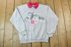 Vintage 1990s Kitten Collared Cute Cat Crewneck Sweater
