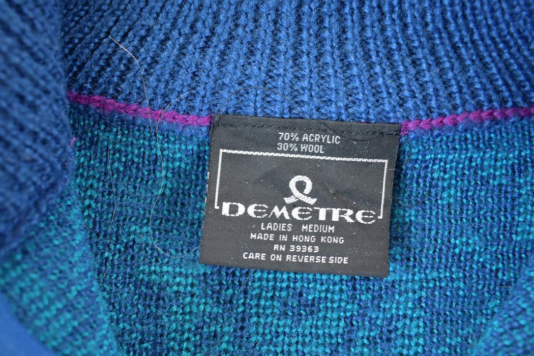 Vintage 1990s Demetree Wool Blend Knit Sweater / Vintage 90s Crewneck / Outdoorsman / Vintage Knit / Winter Sweatshirt