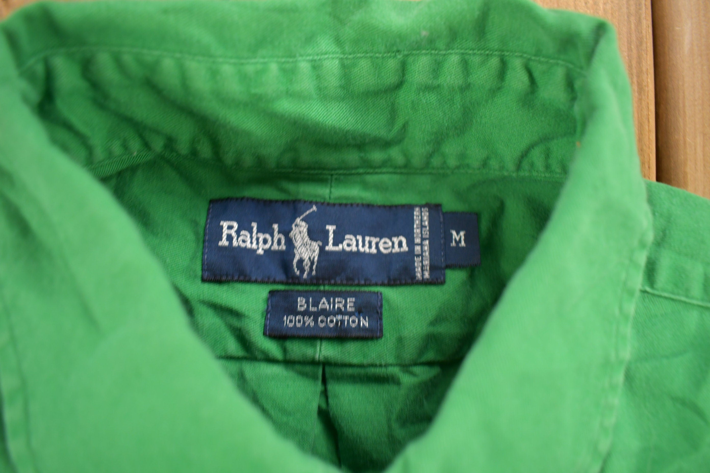 Vintage 1980s Ralph Lauren Green Button Up Shirt