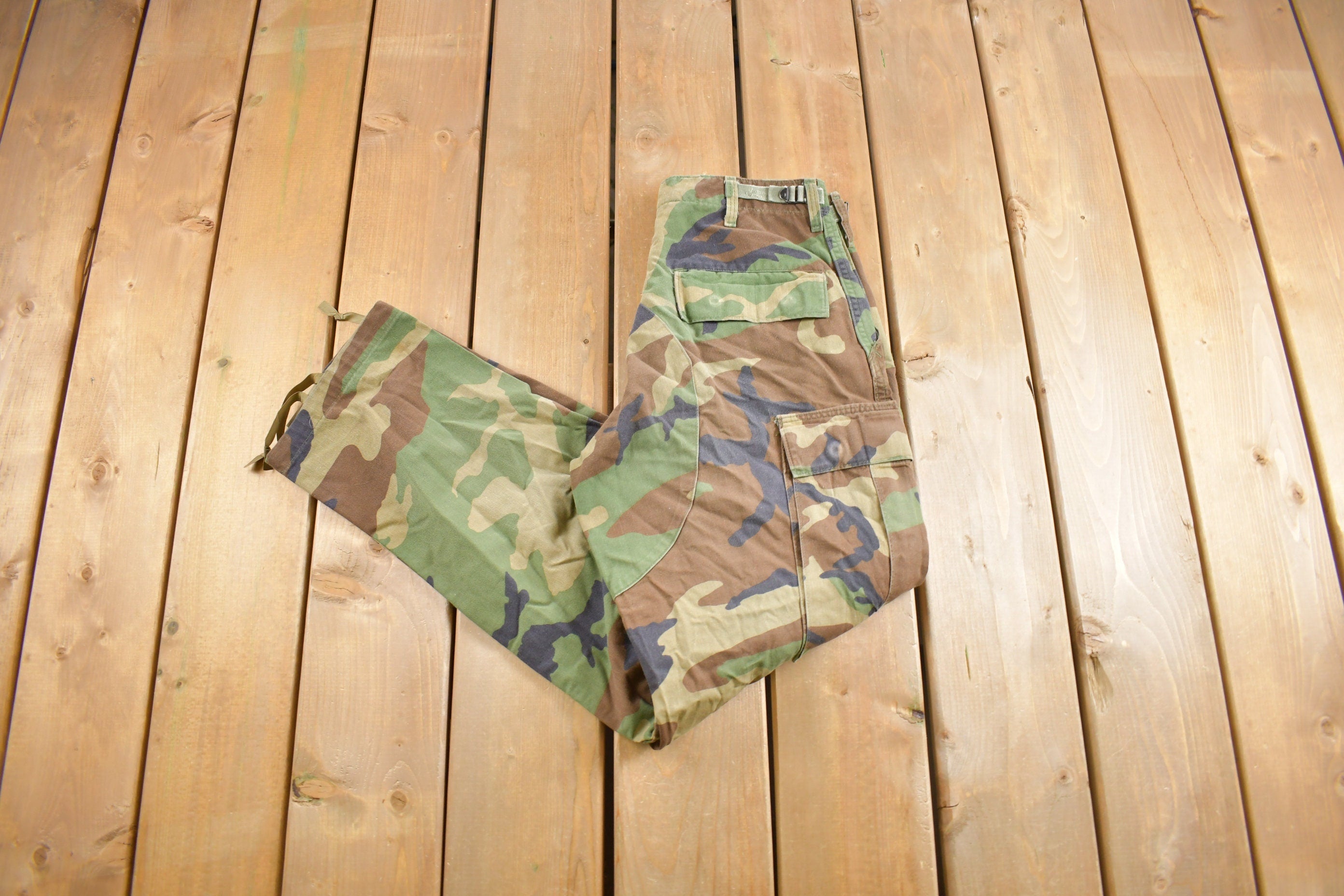 Vintage 1982 Army Woodland Camouflage Cargo Pants Size Small (32 x 29