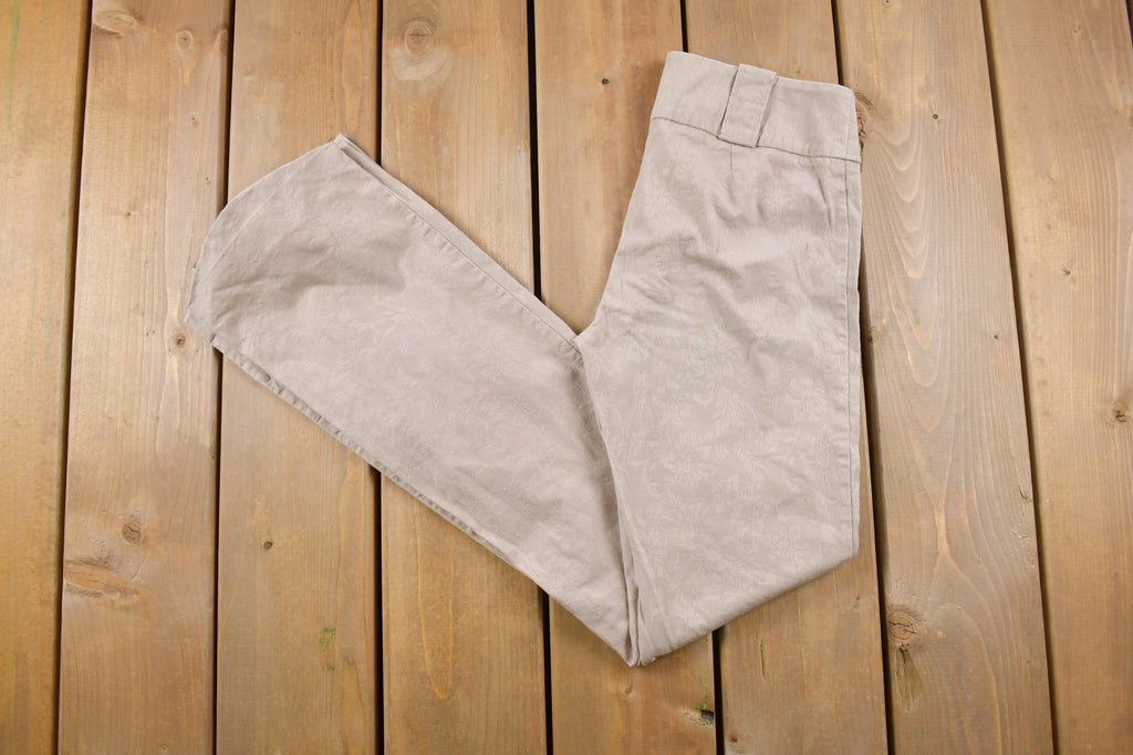 Vintage 1970s Made in France Beige Patterned Flared Trousers Size 26 x 31