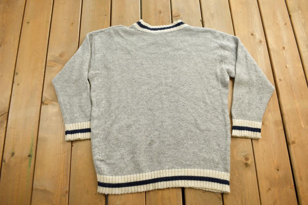 Vintage 1990s Peach Tree Neutral Striped Knit Sweater