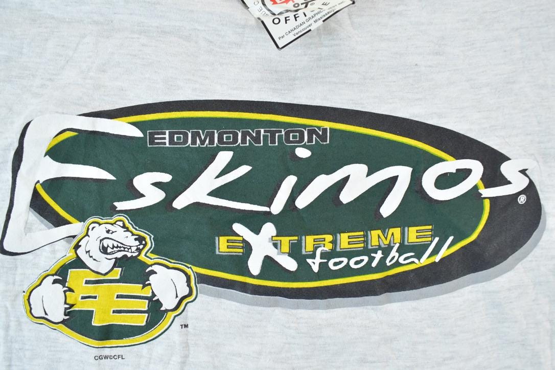 Vintage 1990s Deadstock Edmonton Eskimos Single Stitch Graphic Print T-Shirt