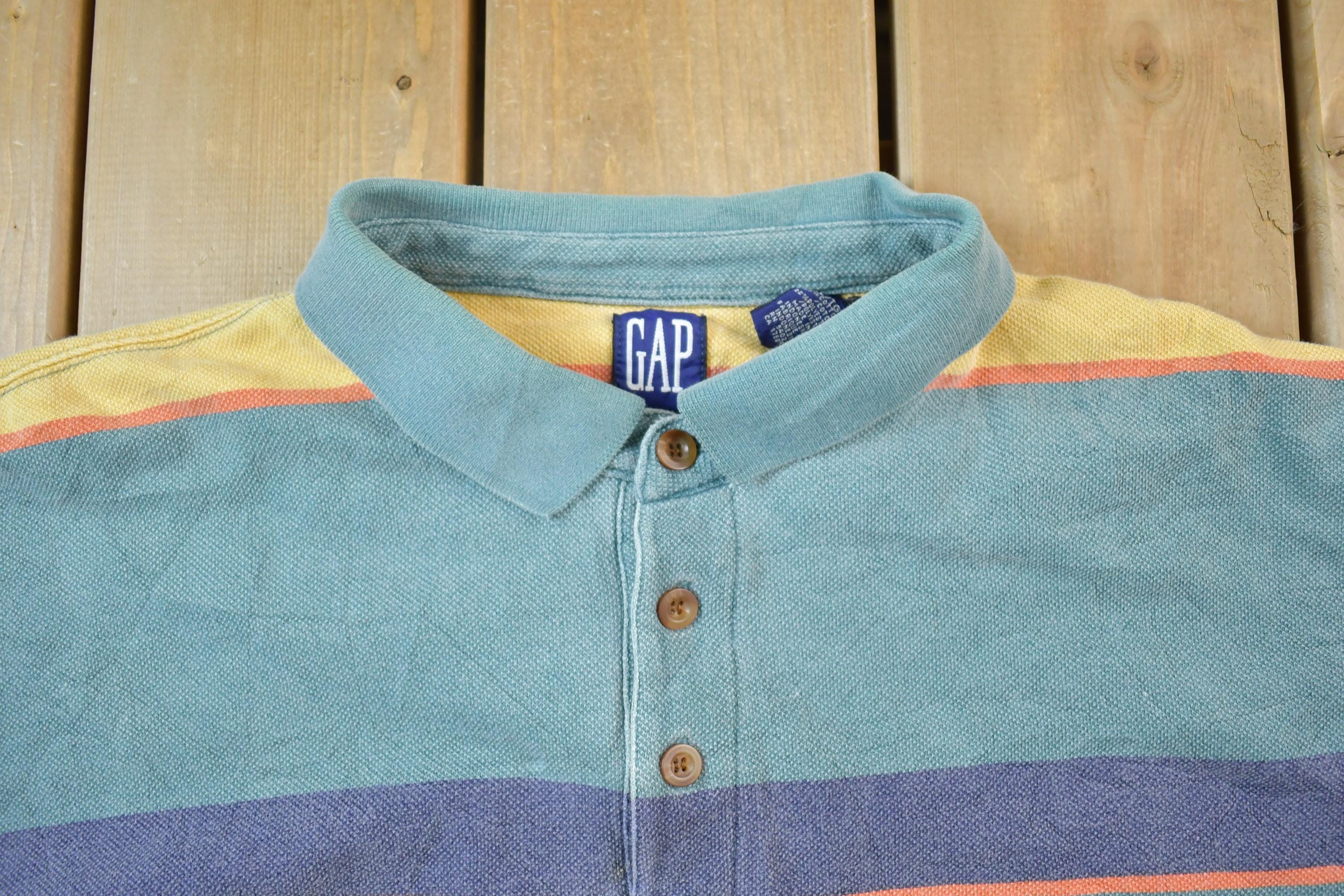 Vintage 1990s GAP Striped Quarter Button Up Shirt