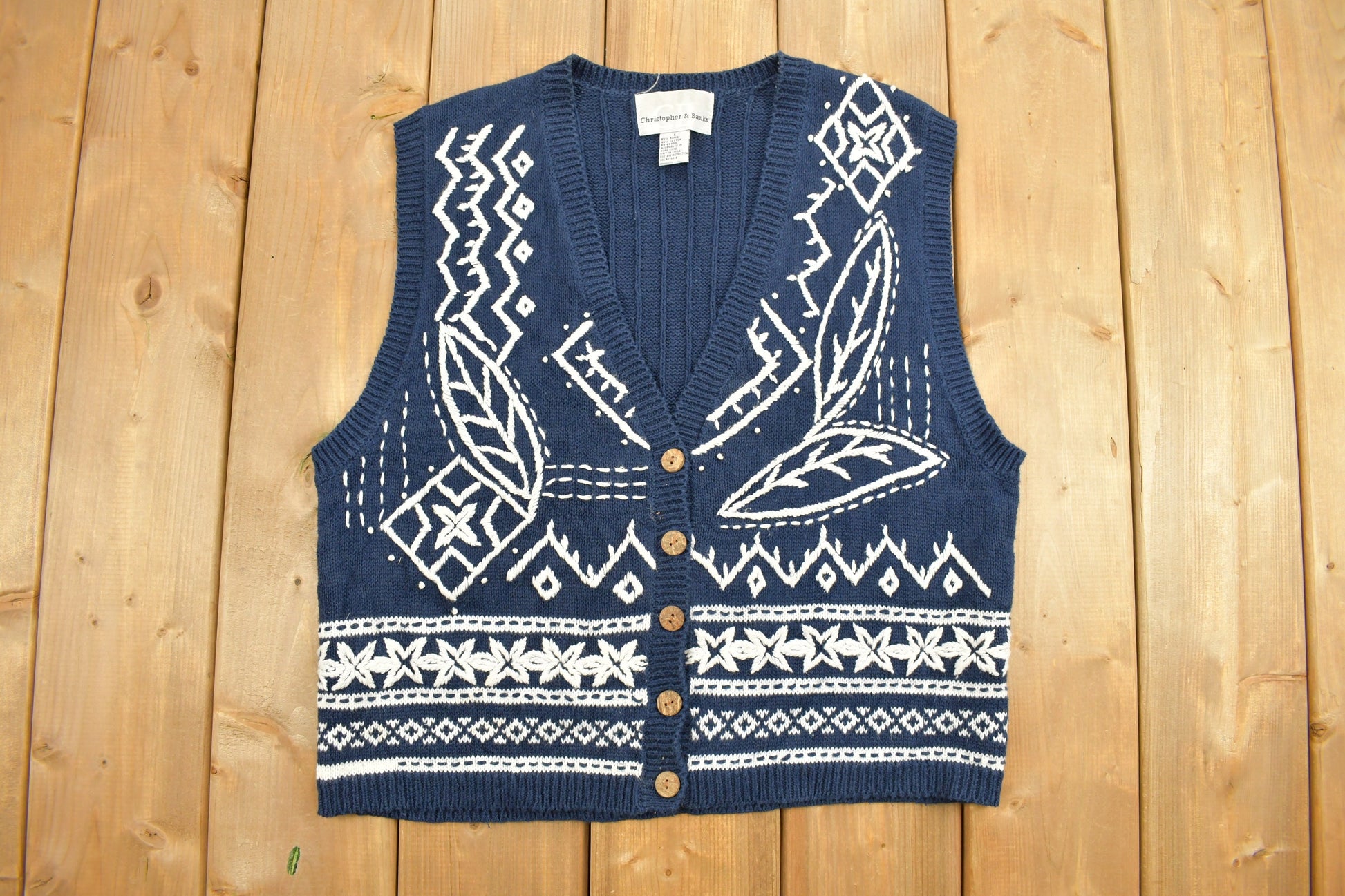 Vintage 1990s Christopher And Banks Knit Cardigan Sweater Vest