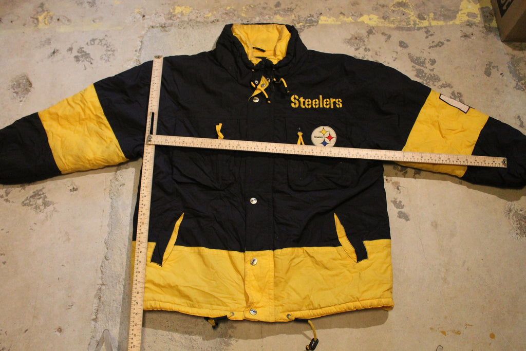 Vintage 1990s Pittsburgh Steelers NFL Mirage Full Zip Puffer Jacket