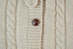 Vintage 1990s Grand Tier 100% Wool Button Up Cable Knit Crewneck Sweater