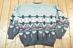 Vintage 1990s Sundays Knit Abstract Pattern Cardigan Sweater Mens XL