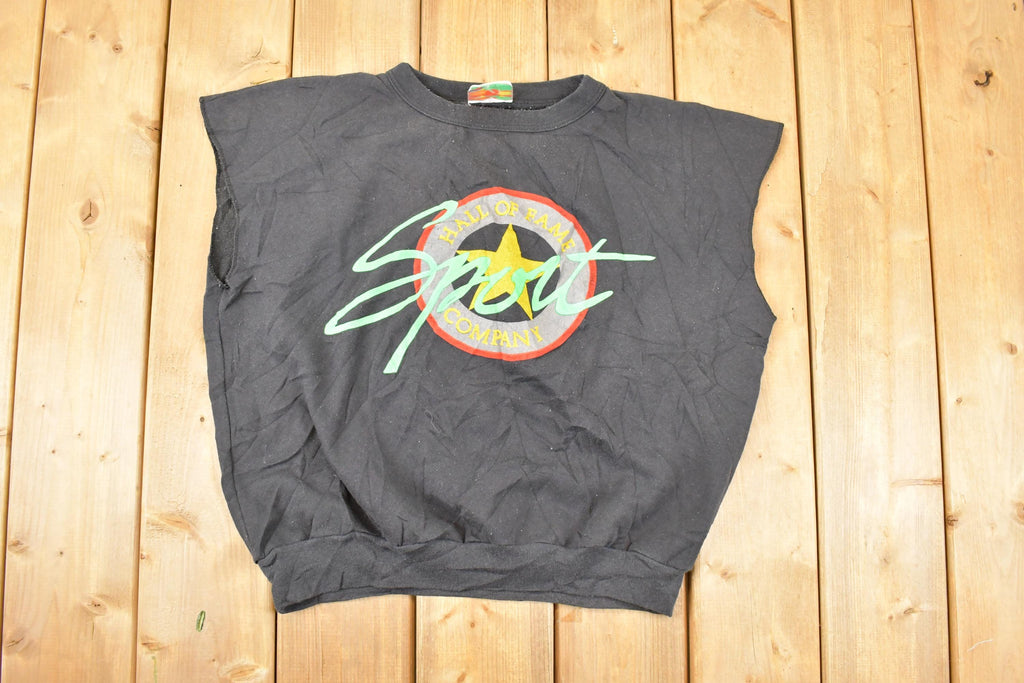 Vintage 1990s Hall Of Fame Company Sleeveless Graphic Print Crewneck Sweatshirt Men's L