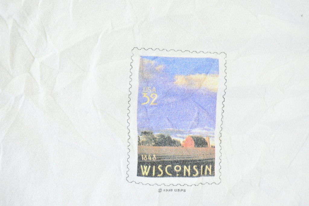 Vintage 1990s Wisconsin Stamps Single Stitch T-Shirt