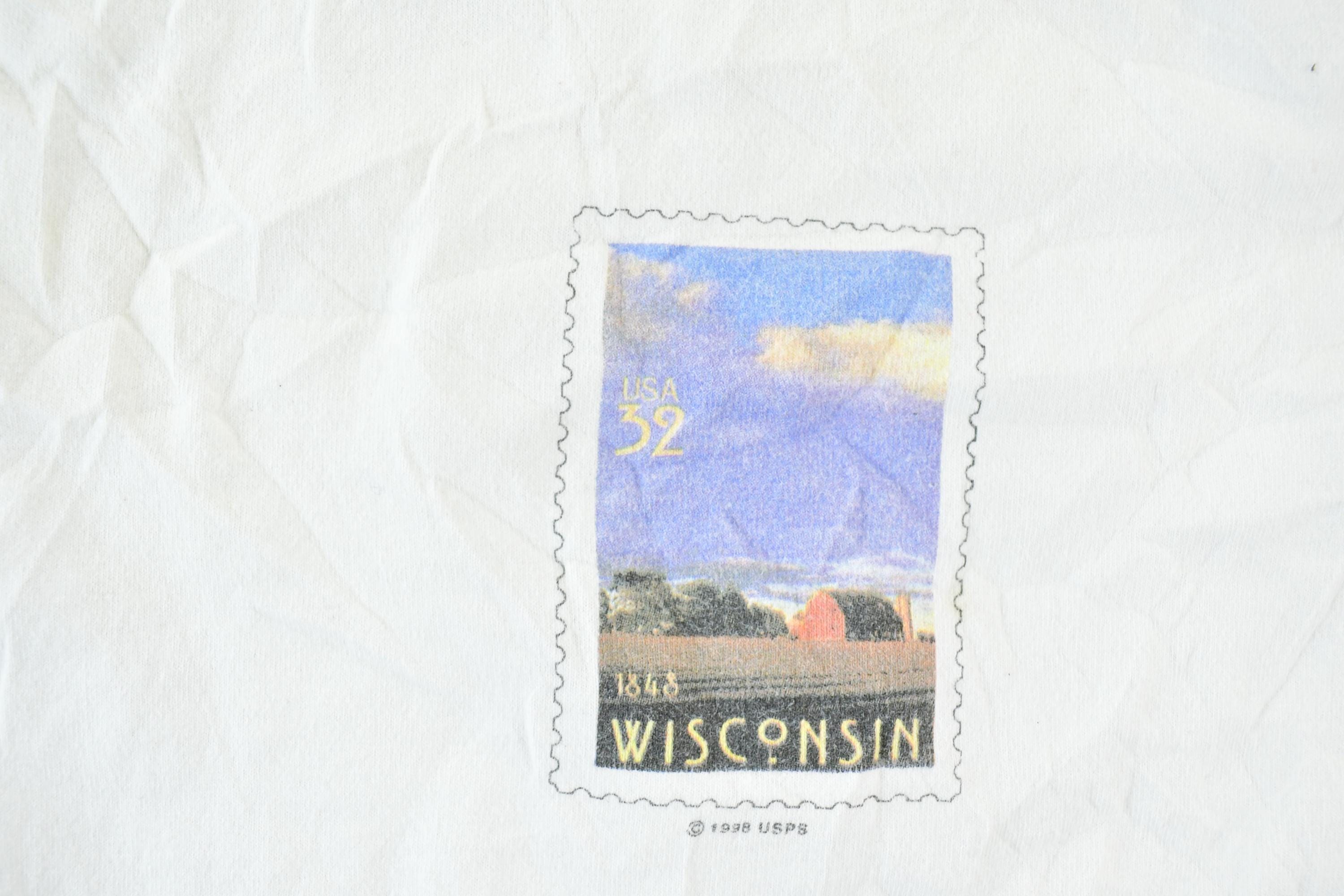 Vintage 1990s Wisconsin Stamps Single Stitch T-Shirt