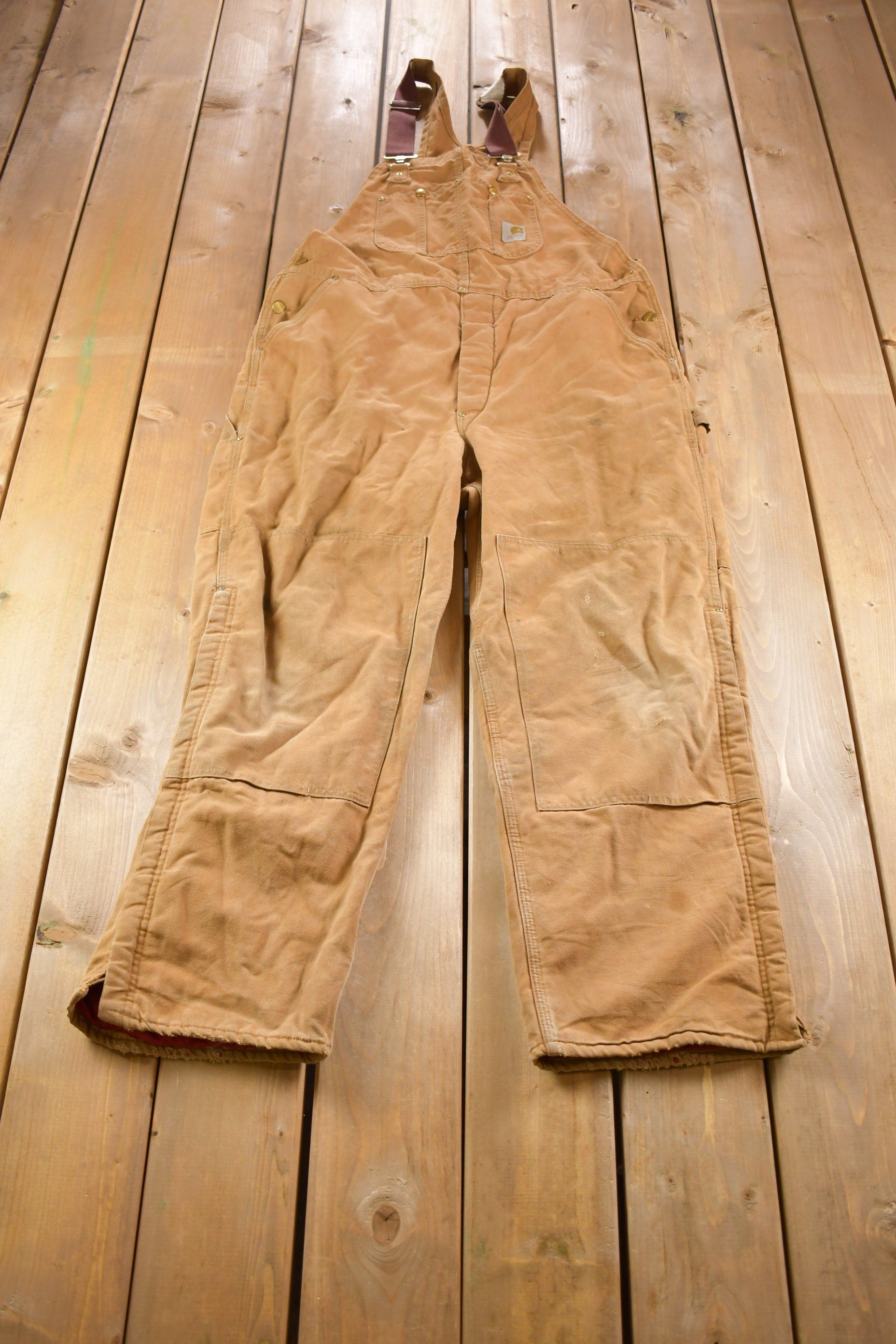 Vintage 1970s Carhartt Double Knee Canvas Overalls Size Medium