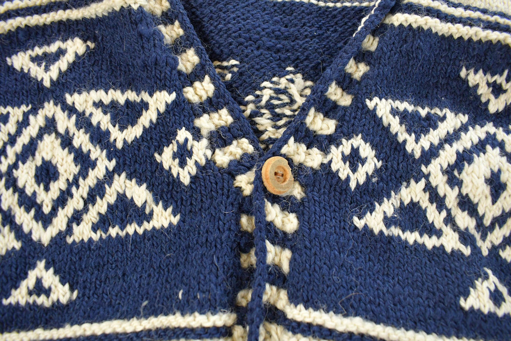 Vintage 1990s Express Tricots Fish Hand Knit Cardigan Sweater Women's M  Vintage Cardigan  Button Up  Cozy Cardigan