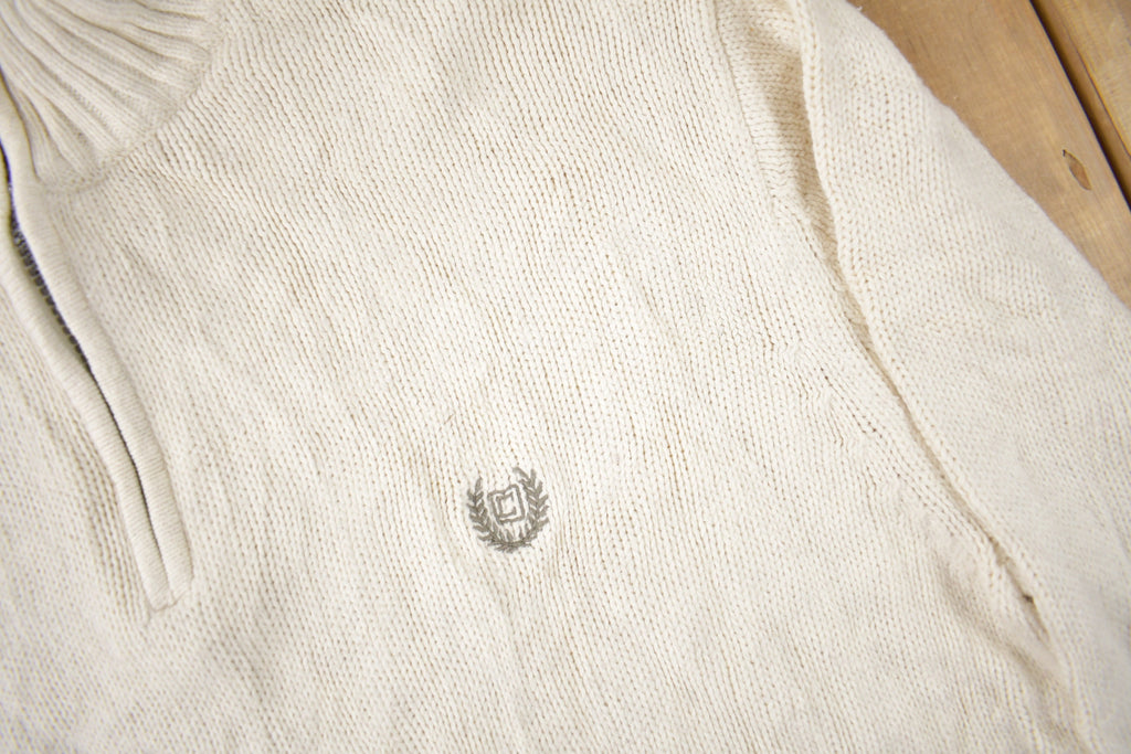 Vintage Y2K Chaps Embroidered Logo Quarter Zip Knit Sweater Size XL