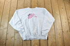 Vintage 1990s Pink American Flag Crewneck Sweatshirt