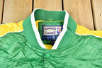 Vintage 1990s Hardwood Classics Boston Celtics NBA Basketball Embroidered Snap Button Satin Bomber Jacket