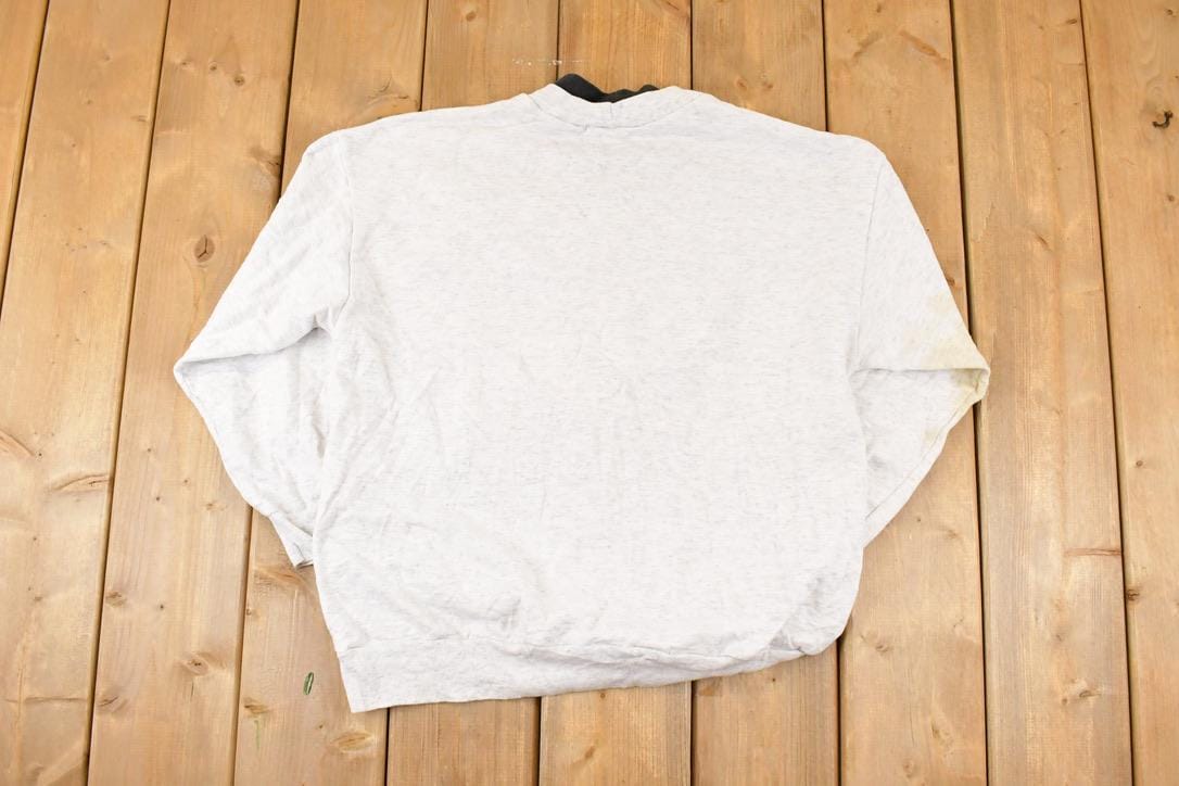 Vintage 1990s Cute Fall Cartoon Puppy Double Collar Graphic Print Crewneck Sweatshirt Womens L
