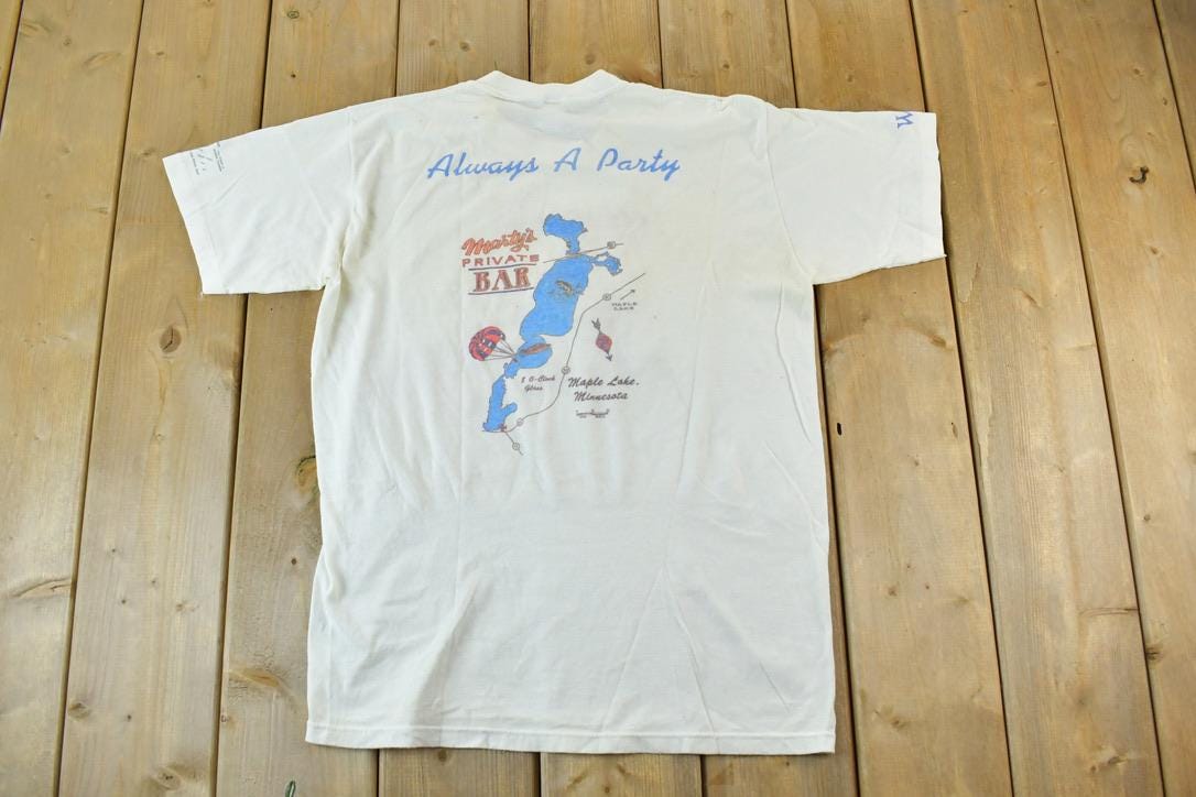Vintage 1980s Marty's Private Bar Single Stitch Graphic Print T-Shirt  Vintage Always A Party Souvenir Streetwear  Vacation Tee