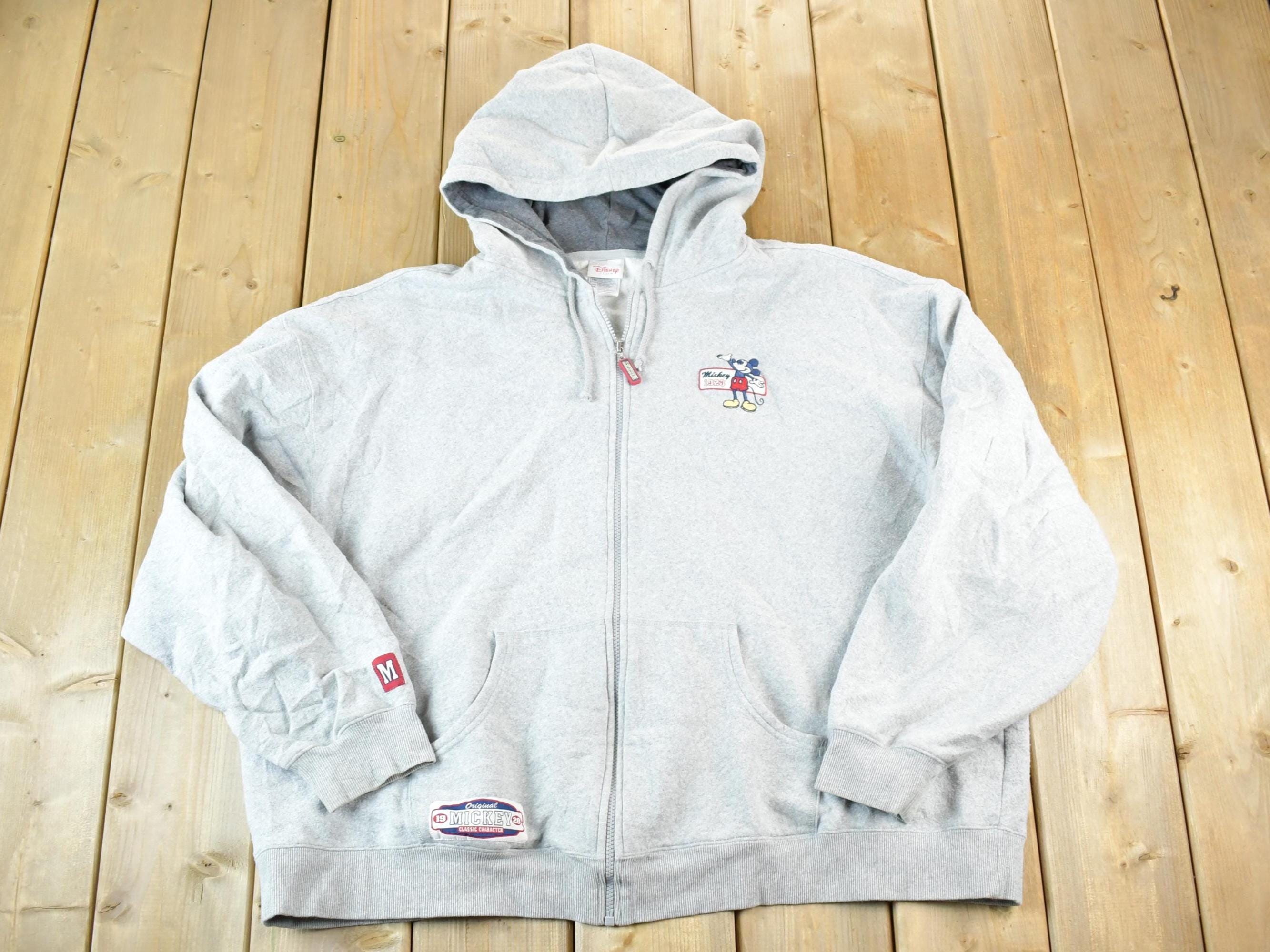 Vintage 1990s Disney Store Full Zip Hoodie Mens XL  Vintage Sweatshirt  Vintage Disney  Mickey  Embroidered Disney Sweater
