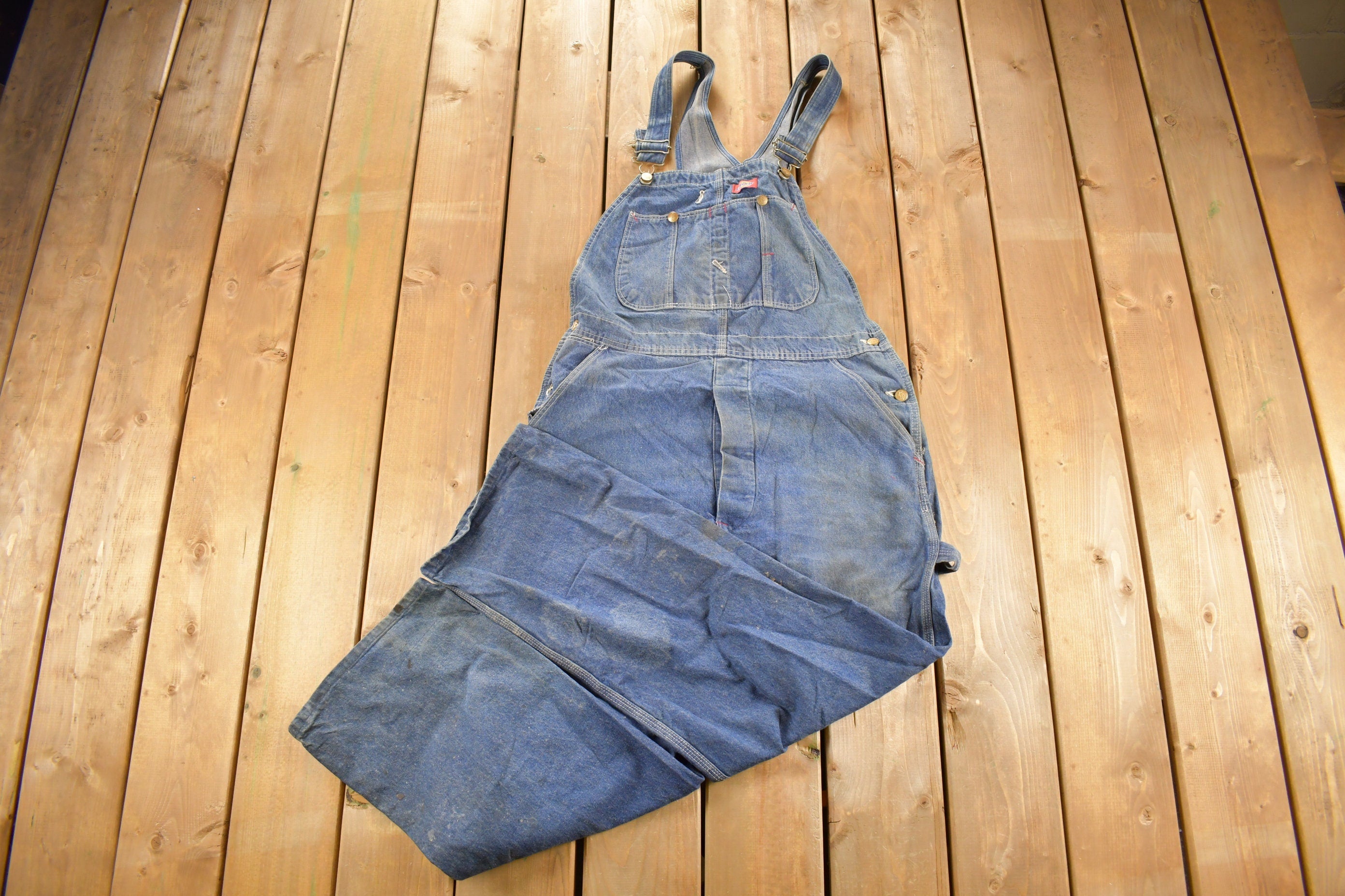 Vintage 1980s Dickies Denim Jean Overalls Size 36 x 29
