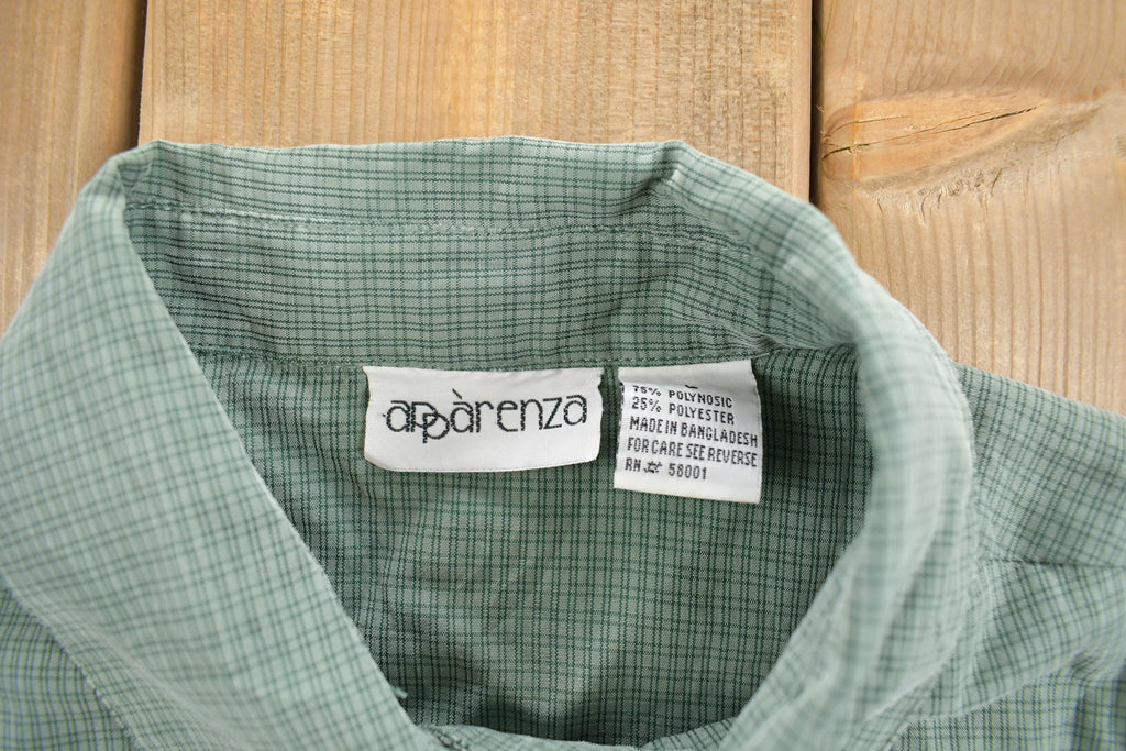 Vintage 1990s Green Plaid Quarter Sleeve Button Up Shirt