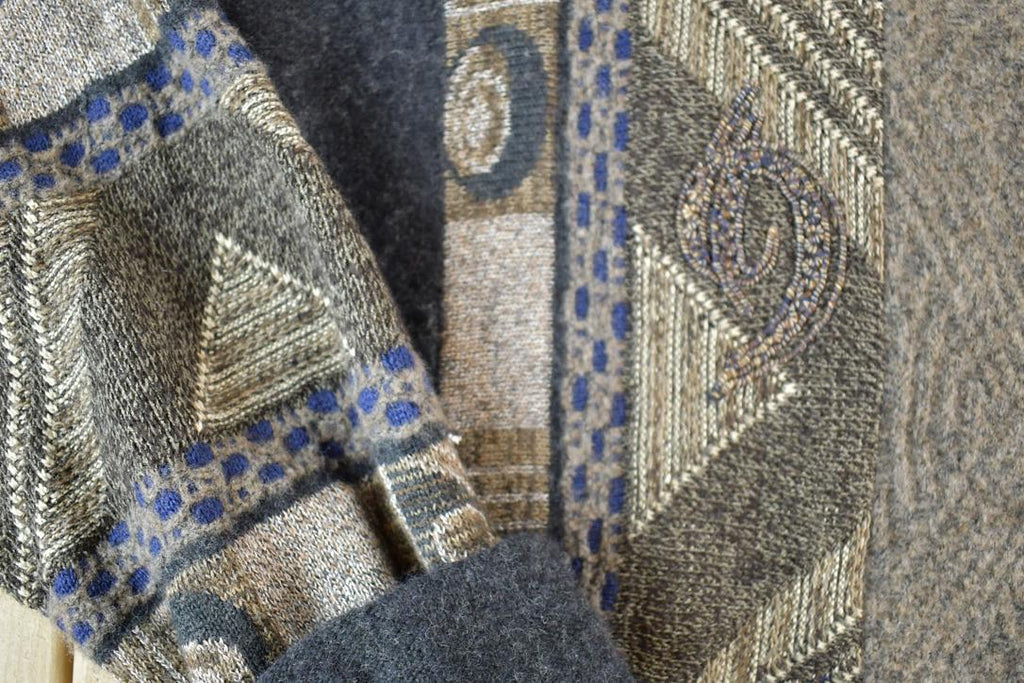 Vintage 1990s Baffo Wool Knit Abstract Pattern Crewneck Sweater