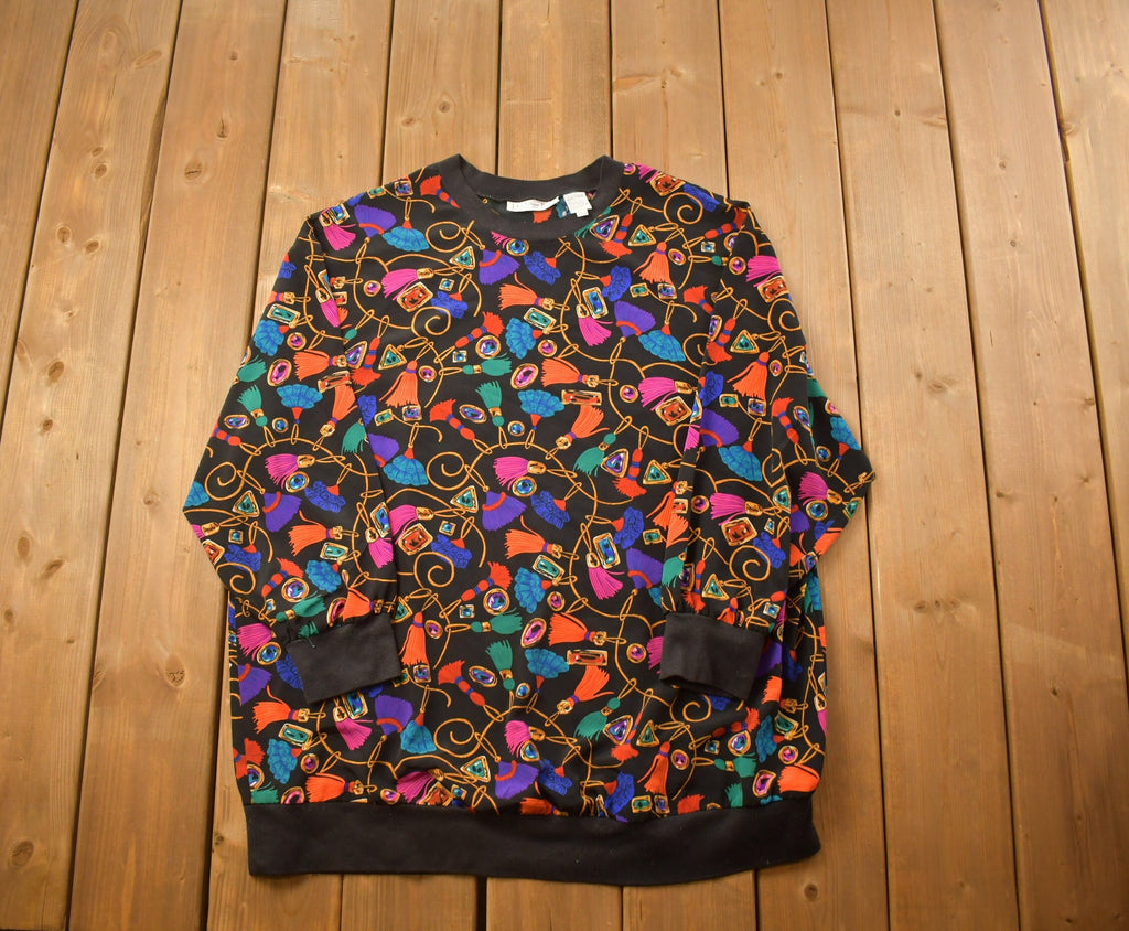 Vintage 1990s La Chine Plus Abstract Crewneck Sweatshirt / 90s Crewneck / All Over Print / Streetwear / Abstract Pattern