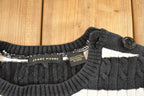 Vintage 1990s Jane Pierre French Striped Knit Crewneck Shirt Womens L  90's Abstract Pattern 3D Knitted Sweatshirt