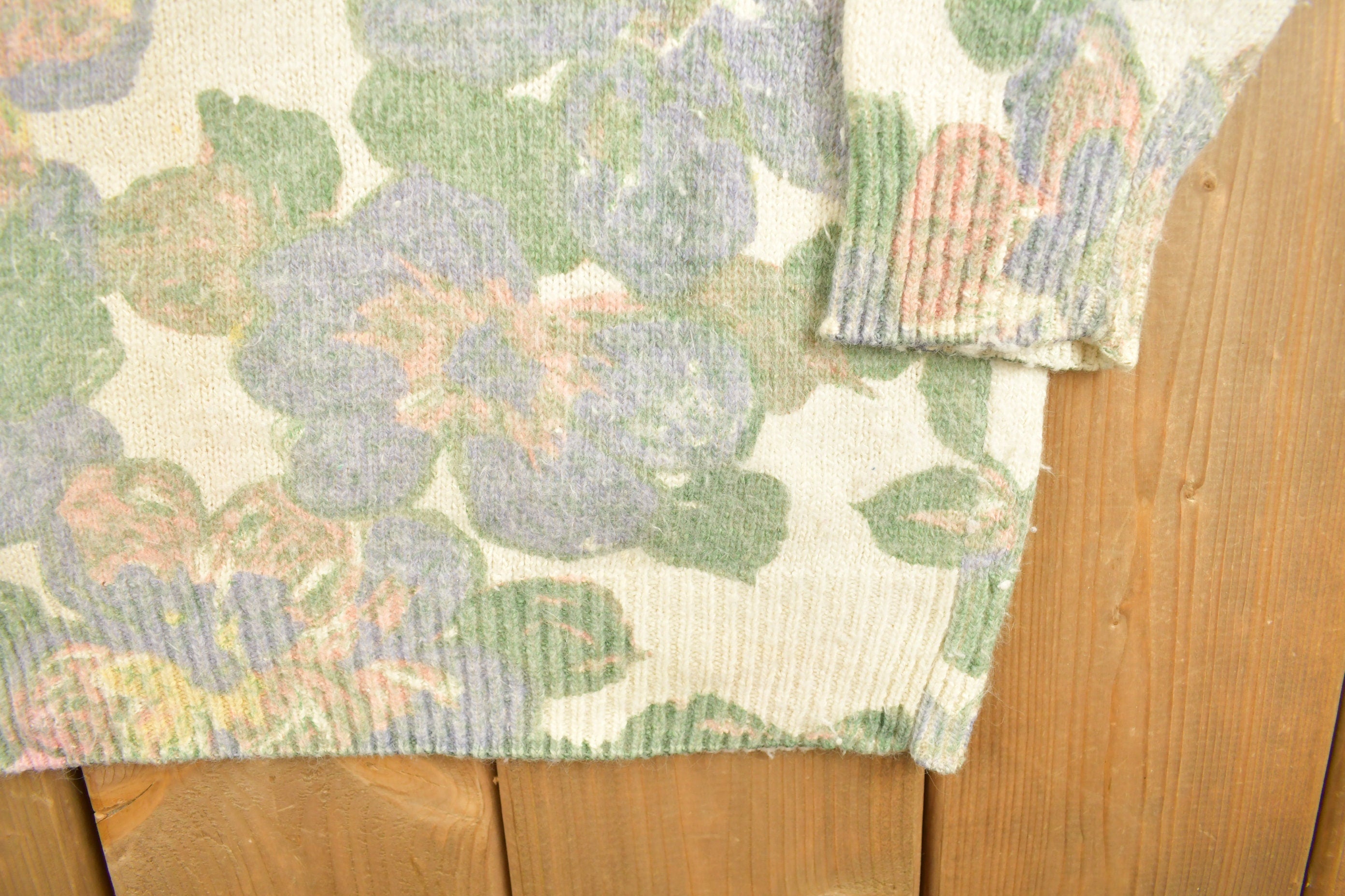 Vintage 1990s Cleo Floral Knit Crewneck Sweater