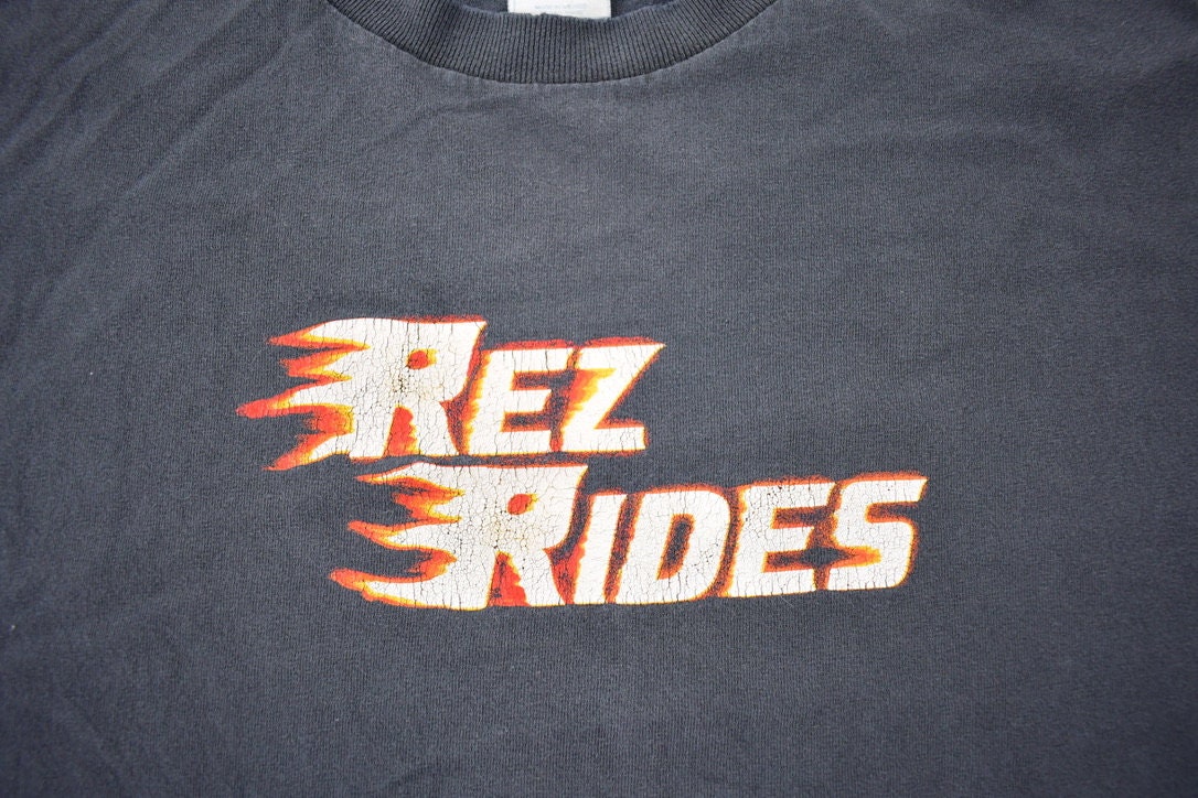 Vintage 2000s Rez Rides Black Graphic T Shirt