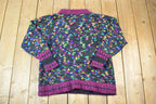 Vintage 1990s Me Neon Heavy Knit Abstract Pattern Crewneck Sweater Made In