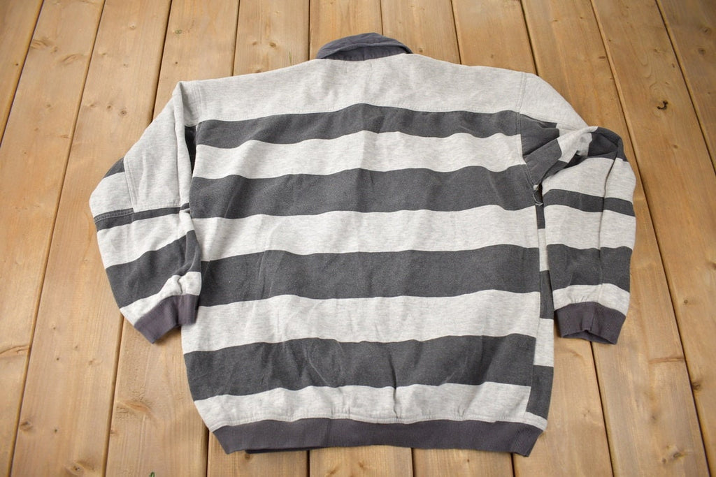 Vintage 1990s Bugle Boy Striped Rugby Style Sweatshirt Size XL