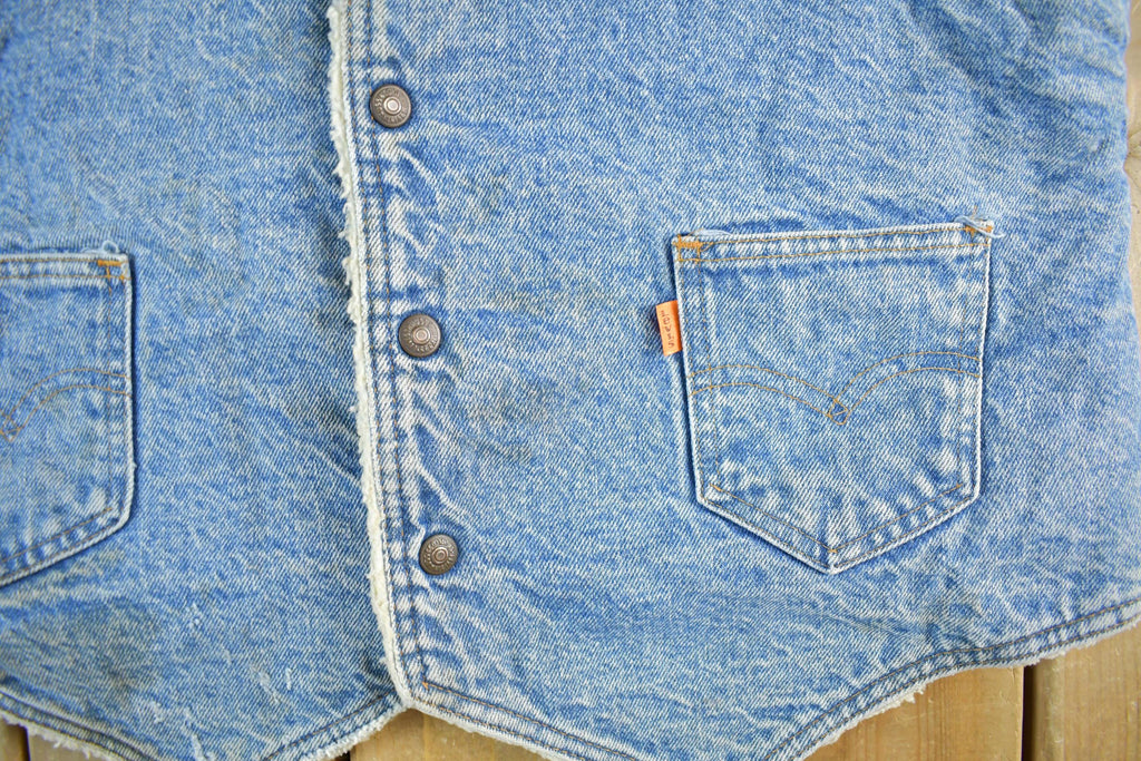 Vintage 1980s Levi's Orange Tab Sherpa Lined Denim Jean Vest Men's S-M