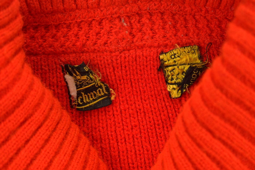 Vintage 1950s Red Collared Cardigan Knit Sweater