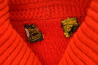Vintage 1950s Red Collared Cardigan Knit Sweater