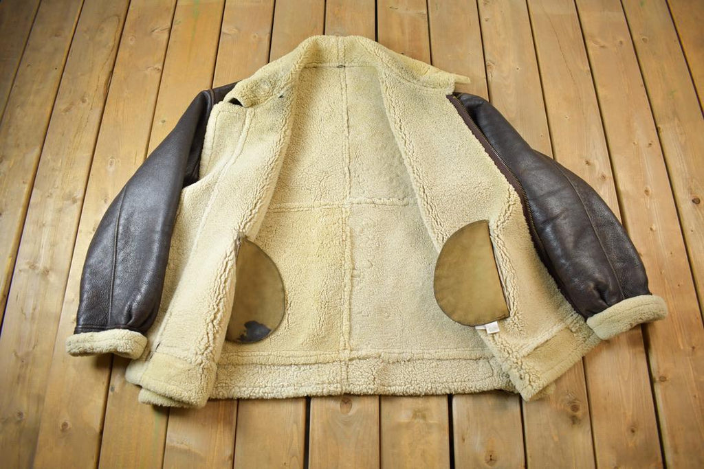 Vintage 1980s Authentic B3 Style Shearling Jacket Made In USA