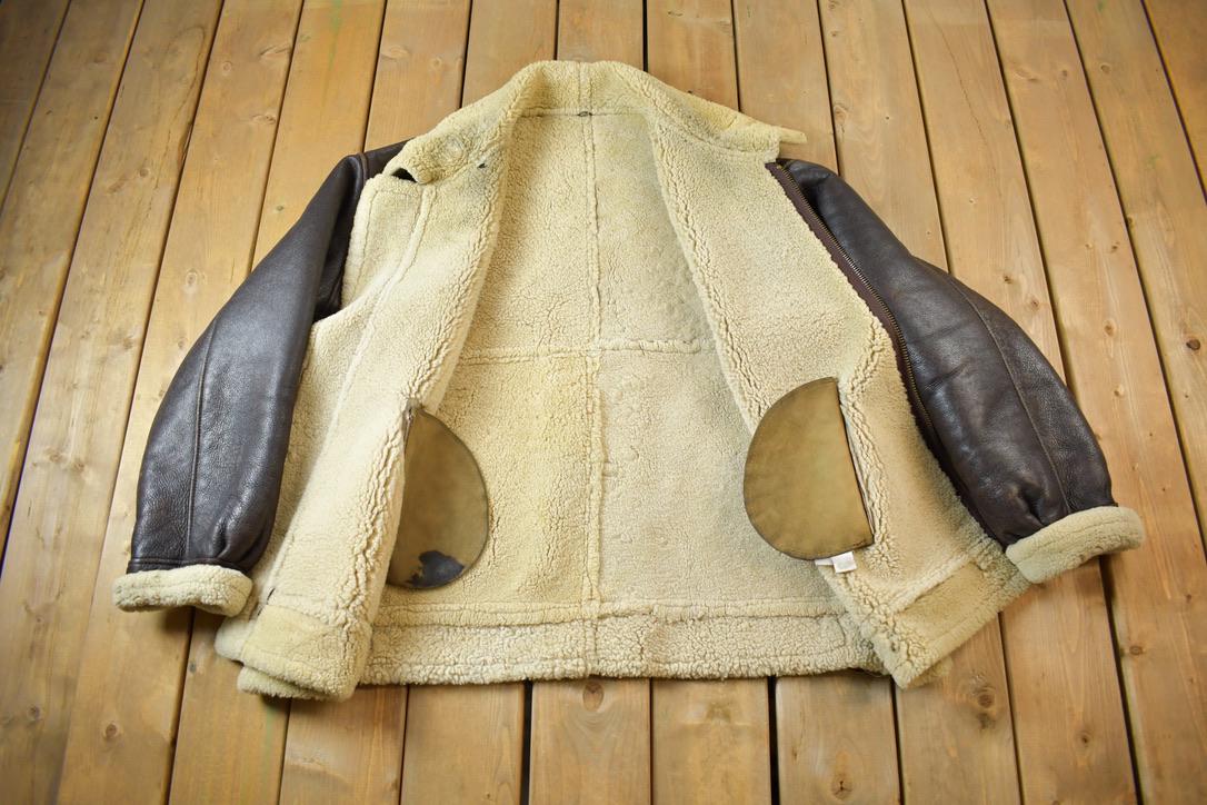 Vintage 1980s Authentic B3 Style Shearling Jacket Made In USA