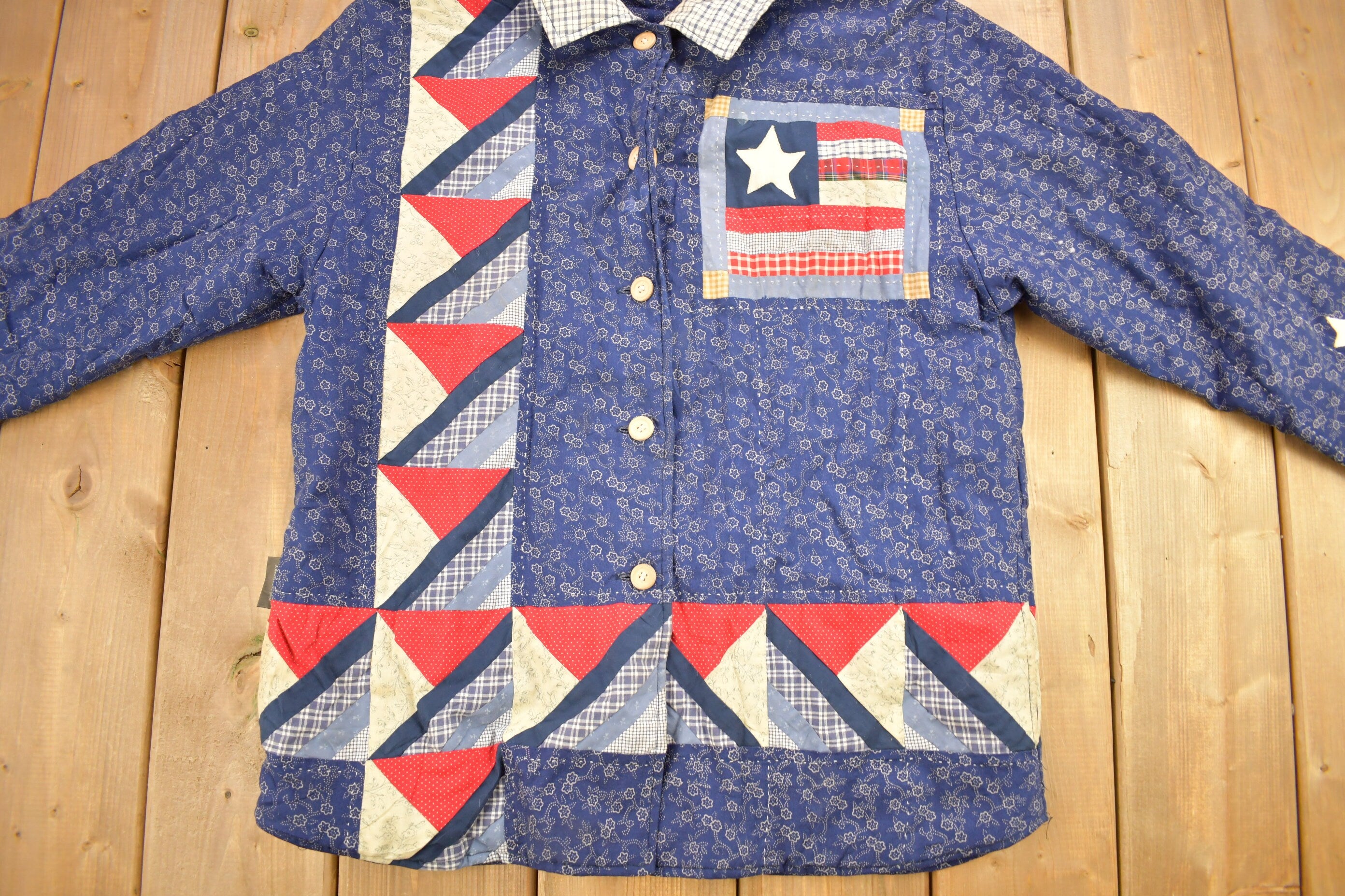 Vintage 1990s Abstract Patchwork Button Up Shirt