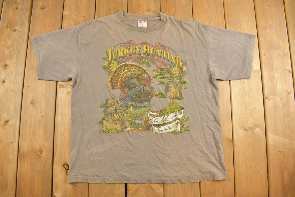 Vintage 1996 Buck Wear Turkey Hunting Graphic T-Shirt Streetwear Made In USA
