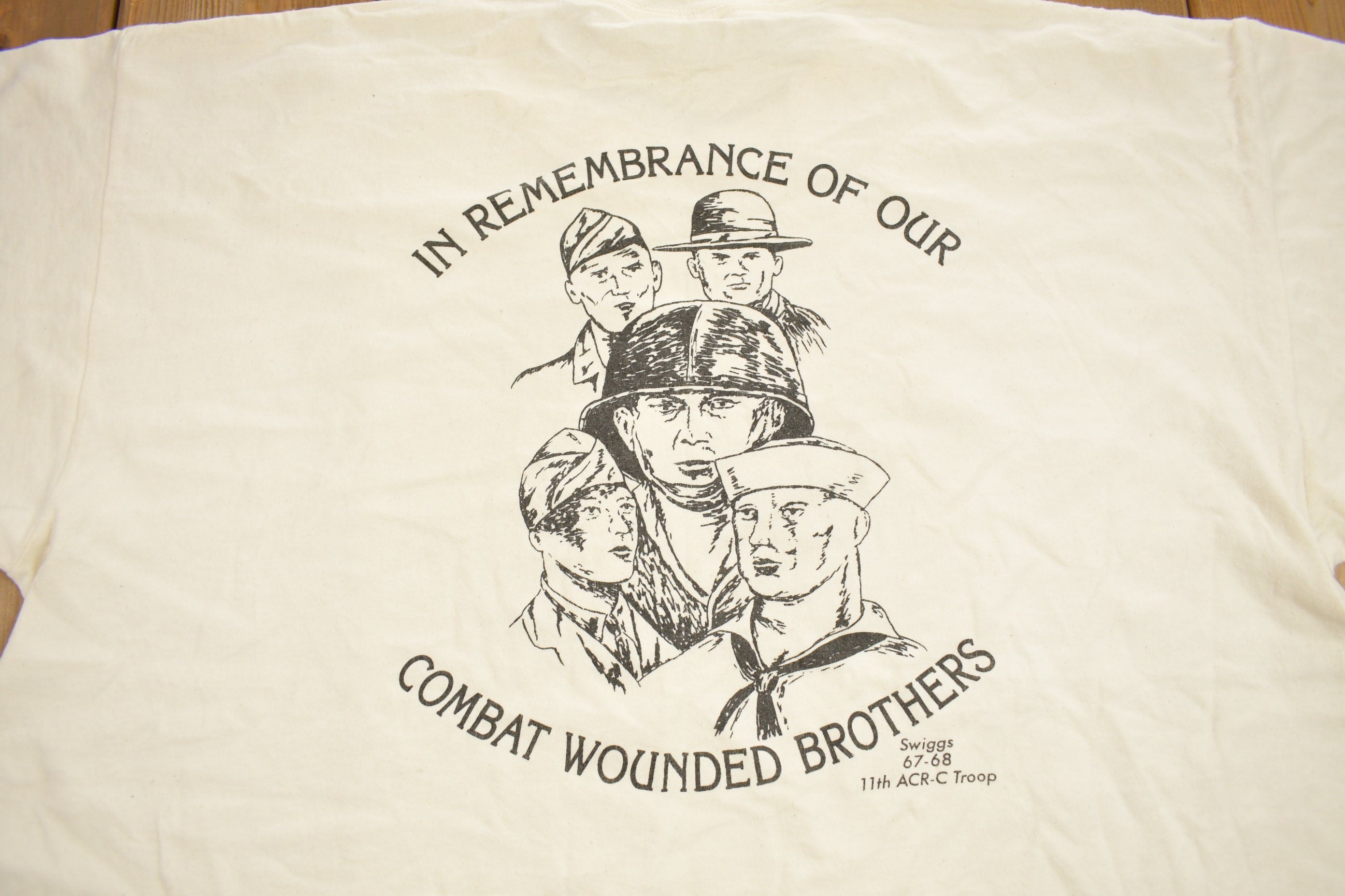 Vintage 1990s In Remembrance Of Our Combat Wounded Brothers Graphic T Shirt