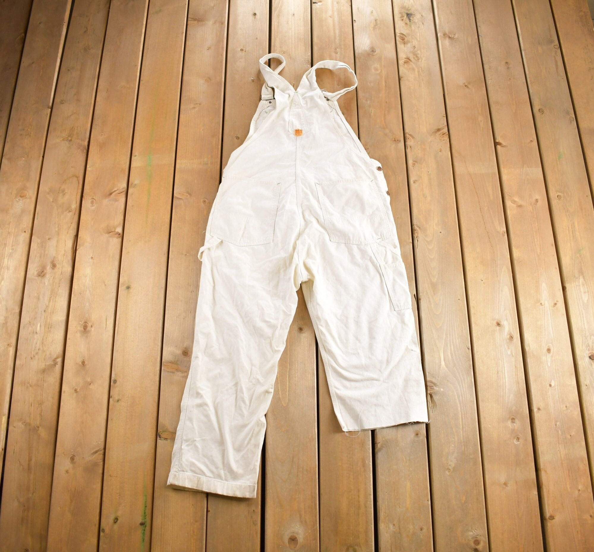 Vintage 1980s Big Ben White Denim Overalls Size 40x30